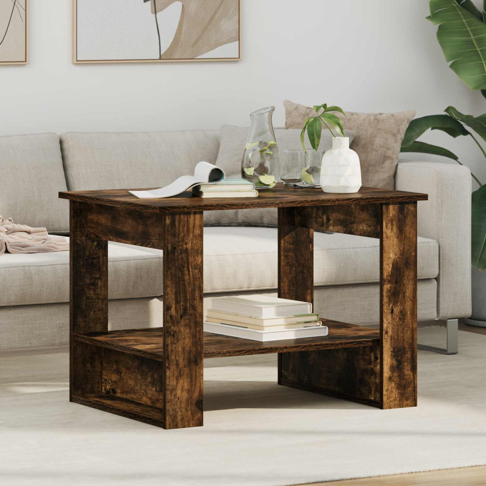 Produktbild för Kaffeebord Rökt ek 72 x 50 x 50 cm Konstruerat trä