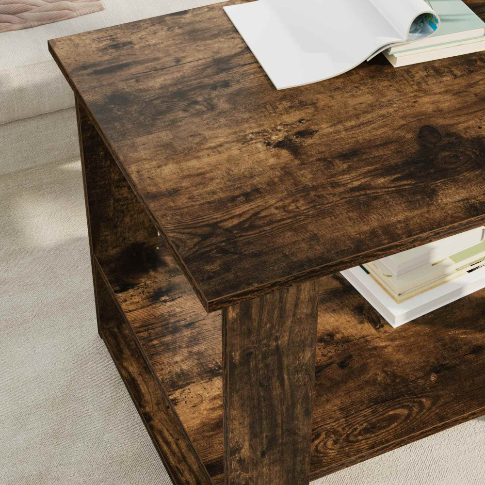 Produktbild för Kaffeebord Rökt ek 72 x 50 x 50 cm Konstruerat trä