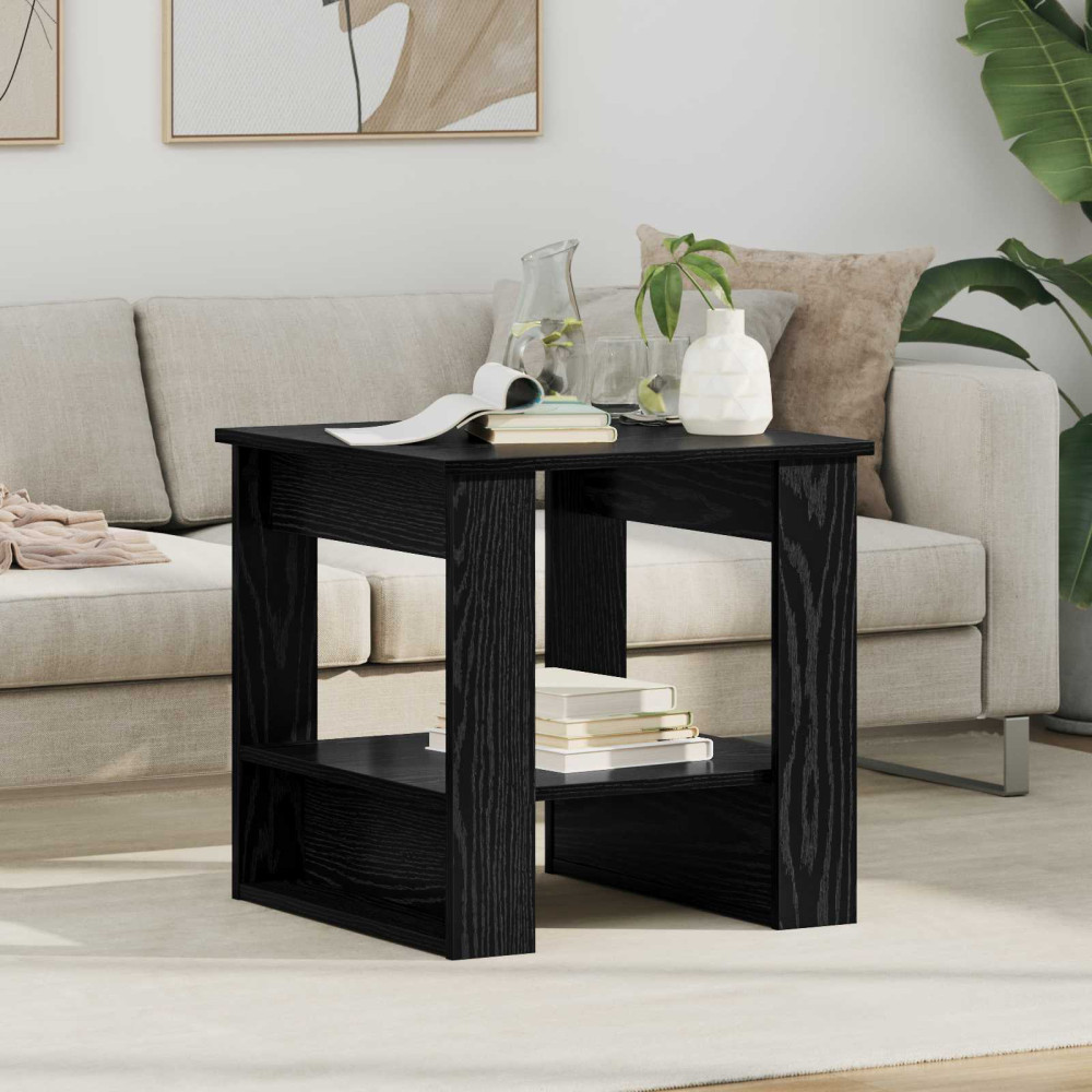 Produktbild för Kaffeebord Svart Ek 51 x 50 x 50 cm Konstruerat trä