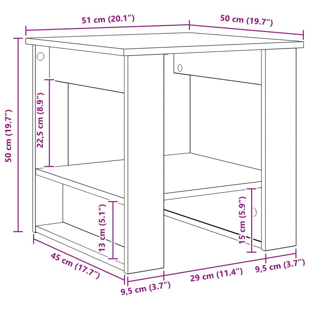 Produktbild för Kaffeebord Rökt ek 51 x 50 x 50 cm Konstruerat trä
