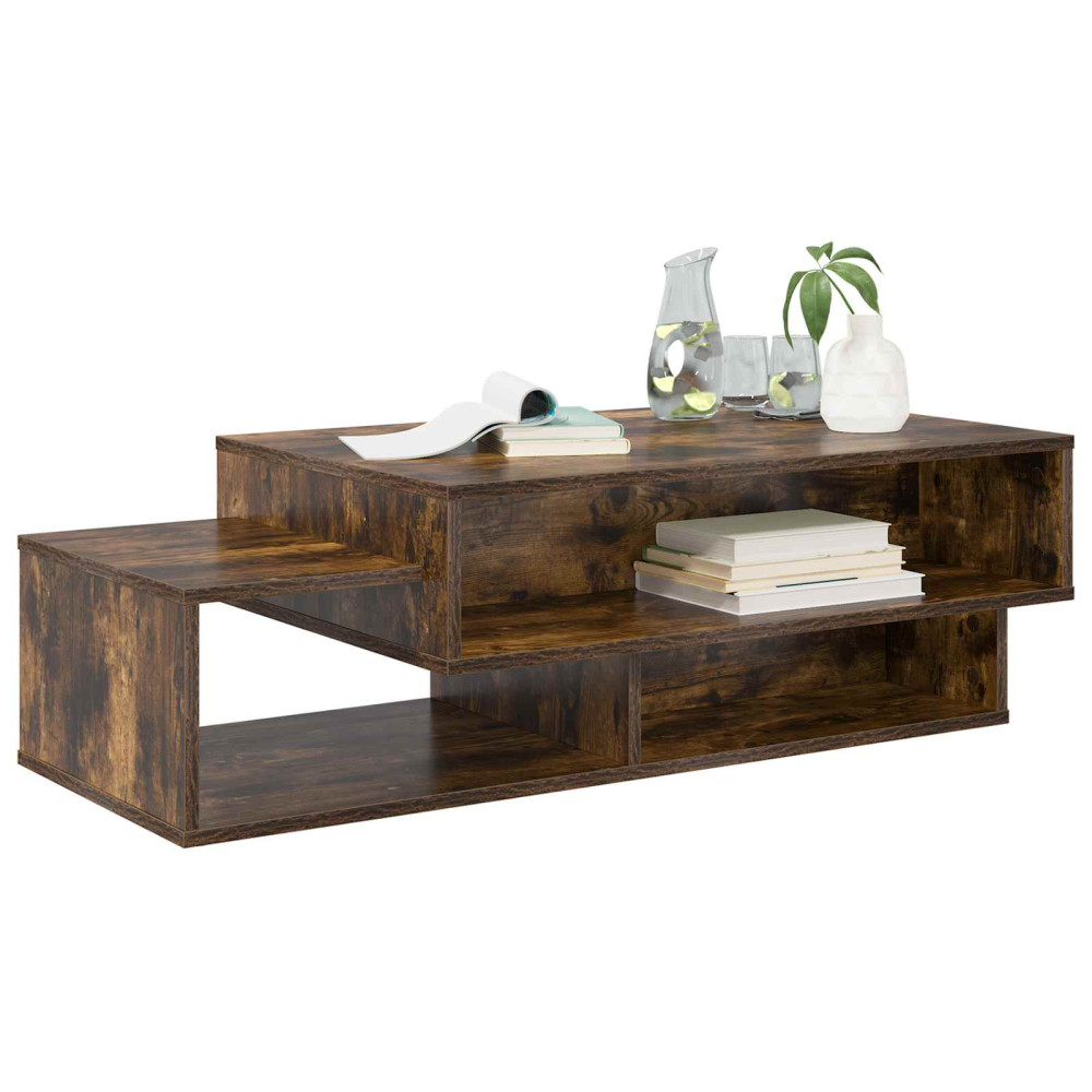 Produktbild för Kaffeebord Rökt ek 105 x 50 x 32,5 cm Konstruerat trä