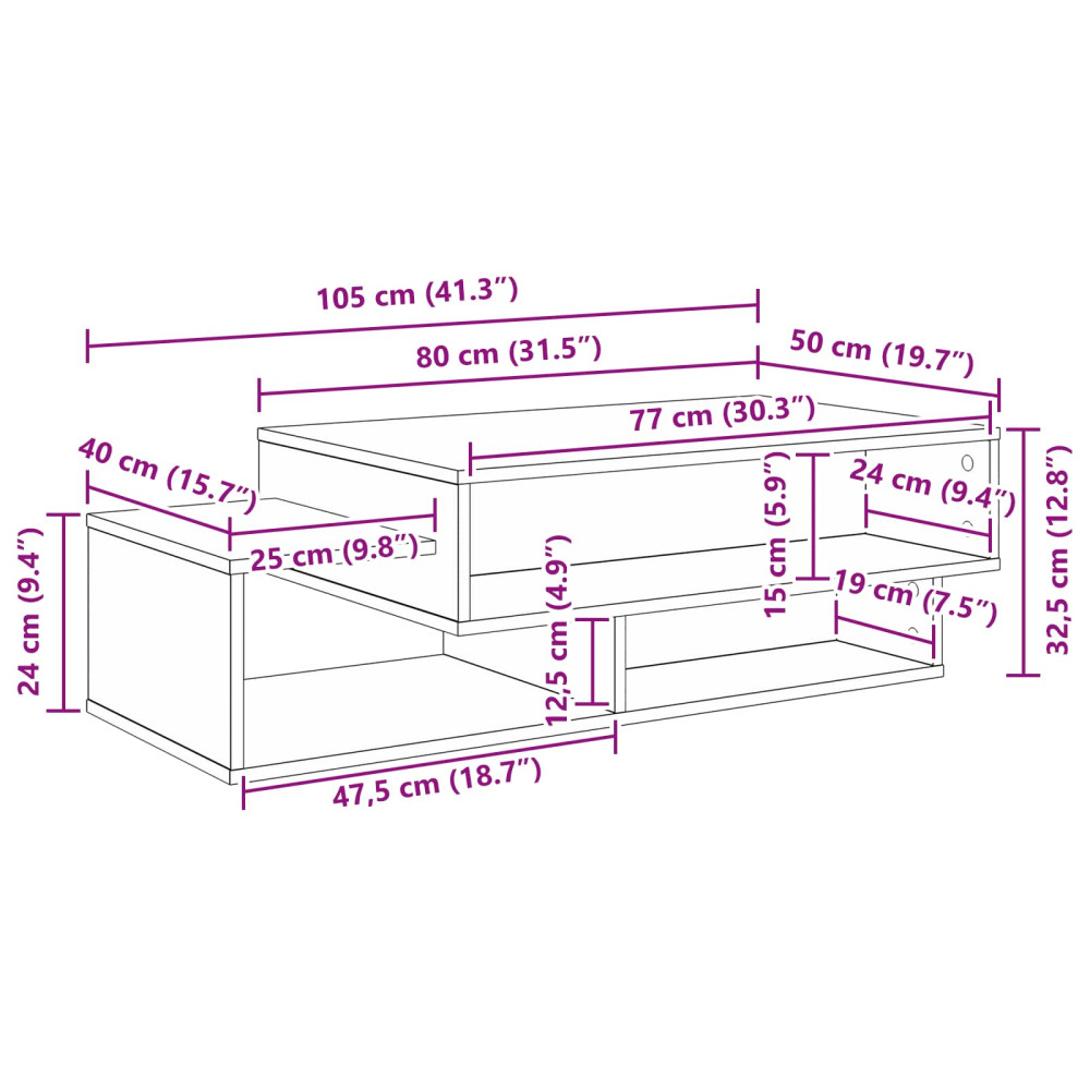 Produktbild för Kaffeebord Artisan Ek 105 x 50 x 32,5 cm Konstruerat trä