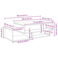Produktbild för Kaffeebord Artisan Ek 105 x 50 x 32,5 cm Konstruerat trä