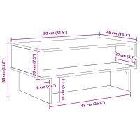 Produktbild för Kaffeebord Betonggrå 80 x 46 x 35 cm Konstruerat trä
