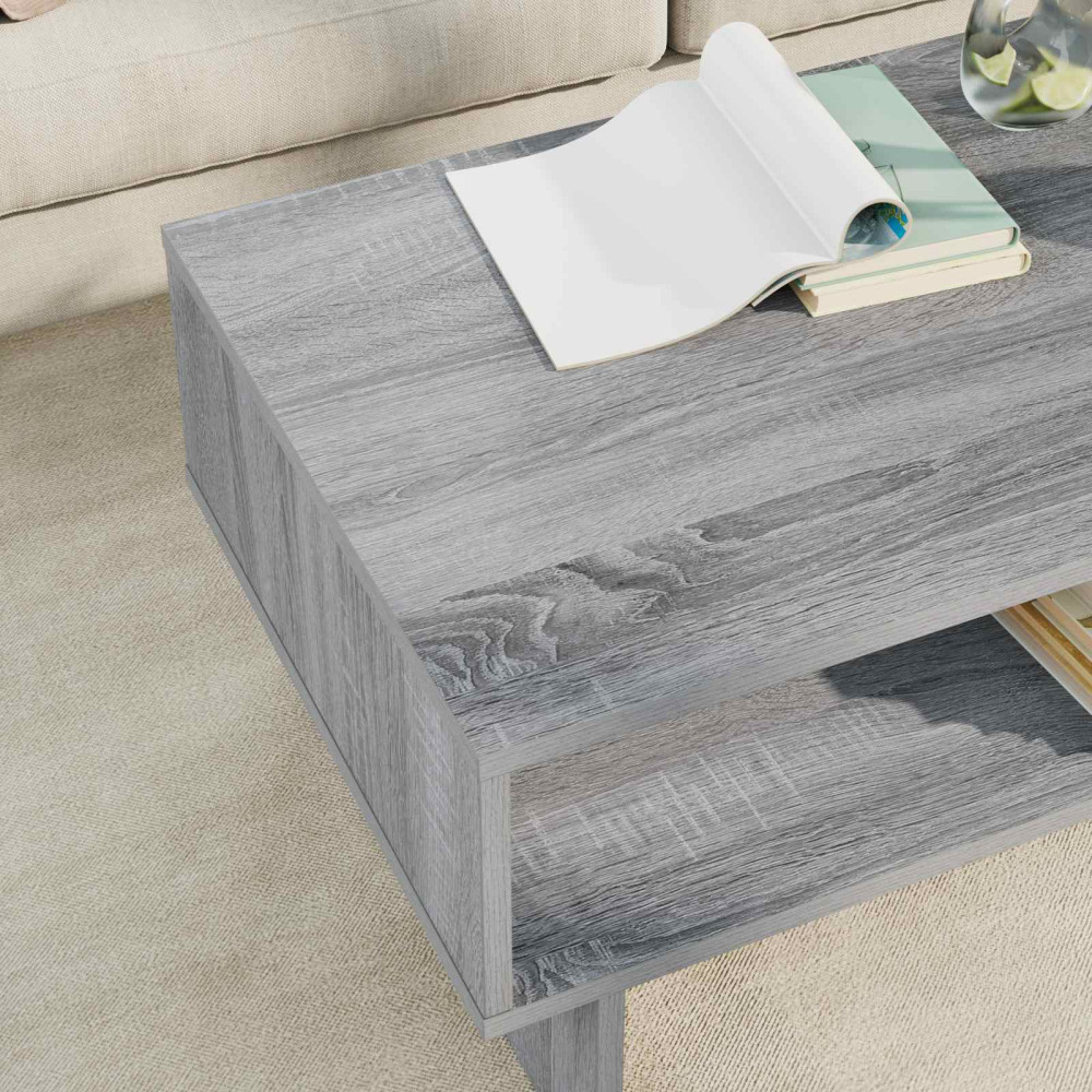 Produktbild för Kaffeebord Grå Sonoma 80 x 46 x 35 cm Konstruerat trä
