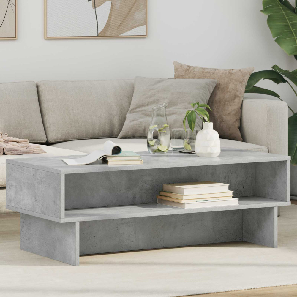 Produktbild för Kaffeebord Betonggrå 100 x 46 x 35 cm Konstruerat trä