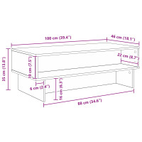 Produktbild för Kaffeebord Grå Sonoma 100 x 46 x 35 cm Konstruerat trä