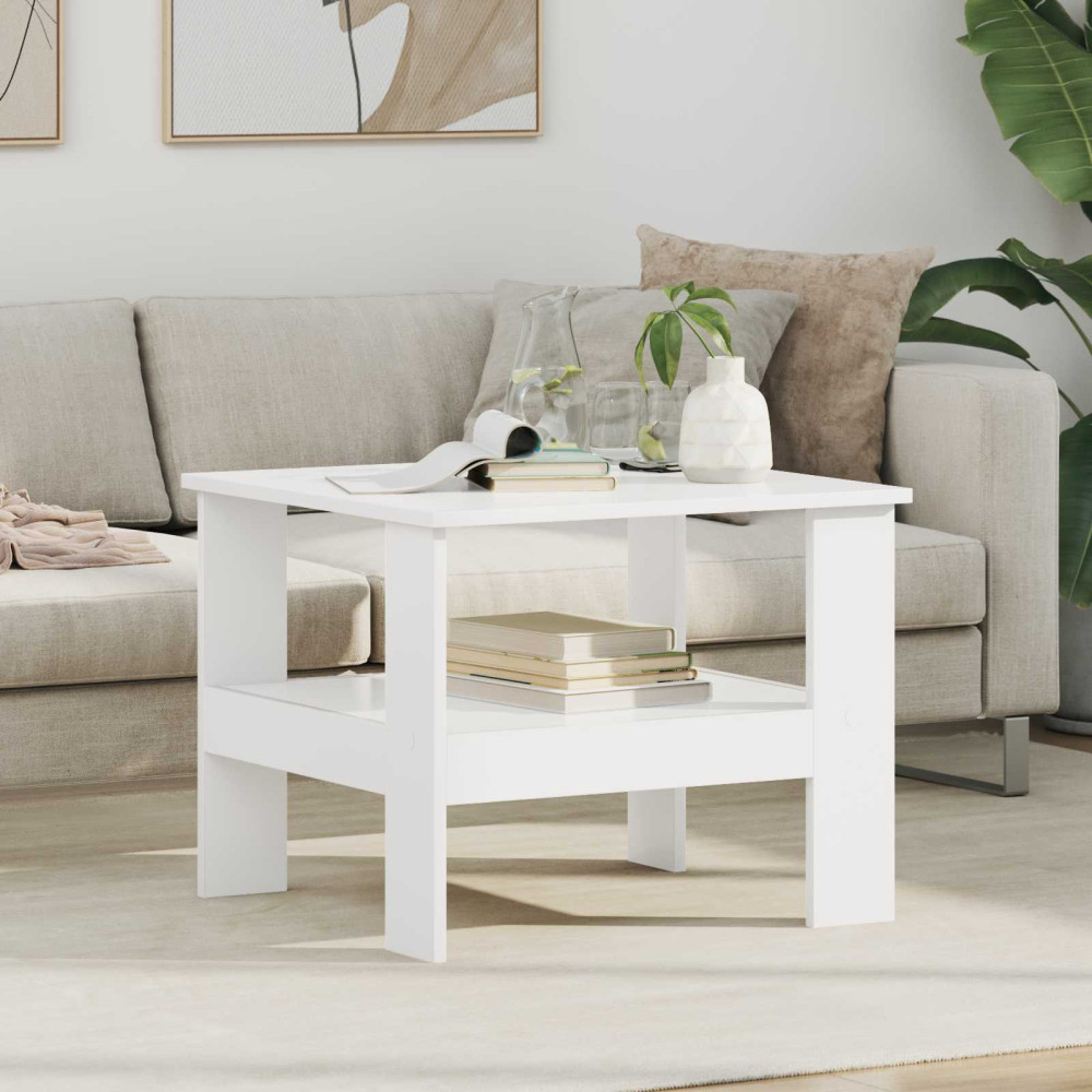 Produktbild för Kaffeebord Vit 57 x 55 x 45 cm Konstruerat trä
