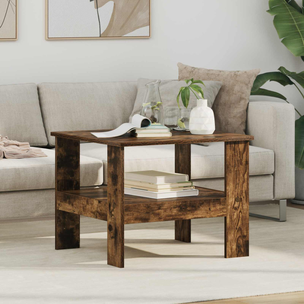 Produktbild för Kaffeebord Rökt ek 57 x 55 x 45 cm Konstruerat trä