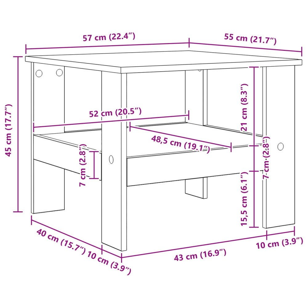 Produktbild för Kaffeebord Rökt ek 57 x 55 x 45 cm Konstruerat trä