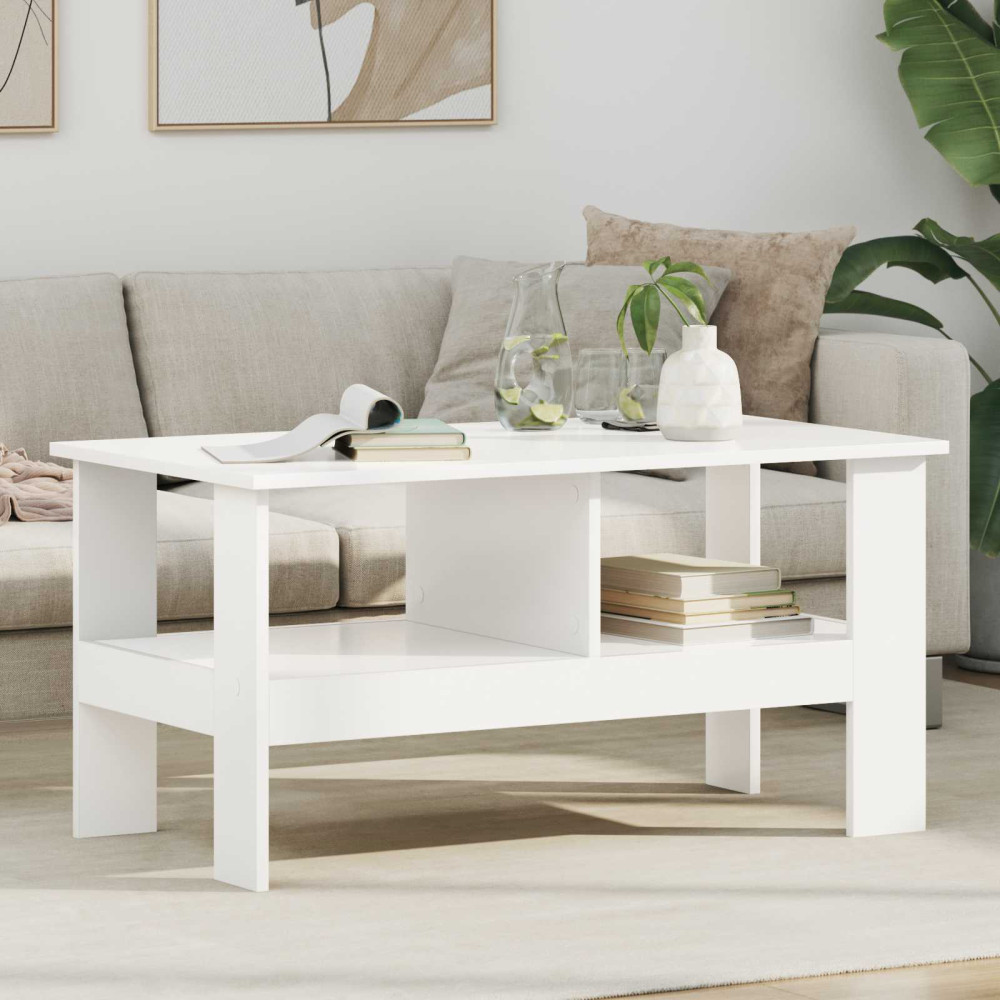 Produktbild för Kaffeebord Vit 90 x 50 x 45 cm Konstruerat trä