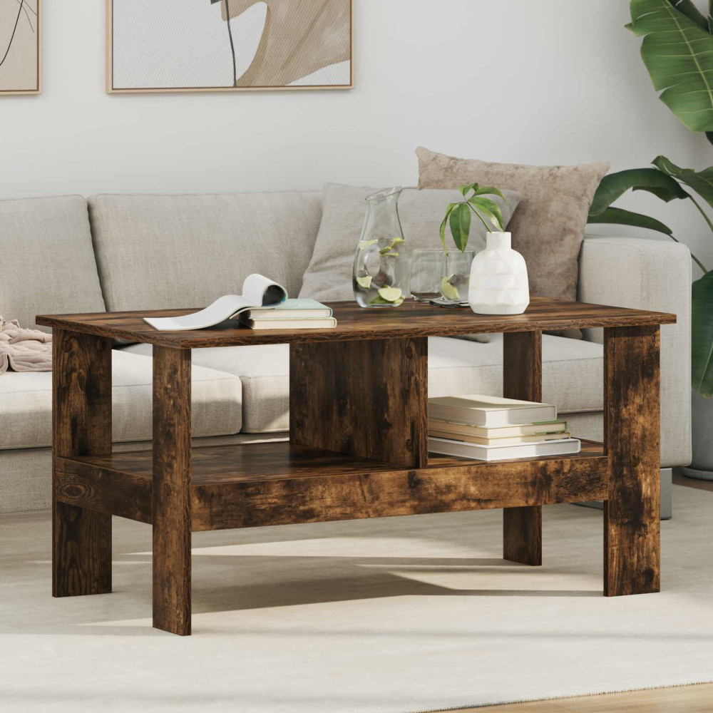 Produktbild för Kaffeebord Rökt ek 90 x 50 x 45 cm Konstruerat trä