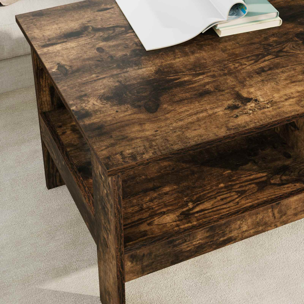Produktbild för Kaffeebord Rökt ek 90 x 50 x 45 cm Konstruerat trä