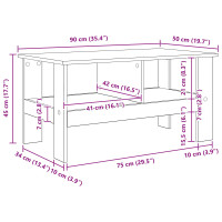 Produktbild för Kaffeebord Grå Sonoma 90 x 50 x 45 cm Konstruerat trä