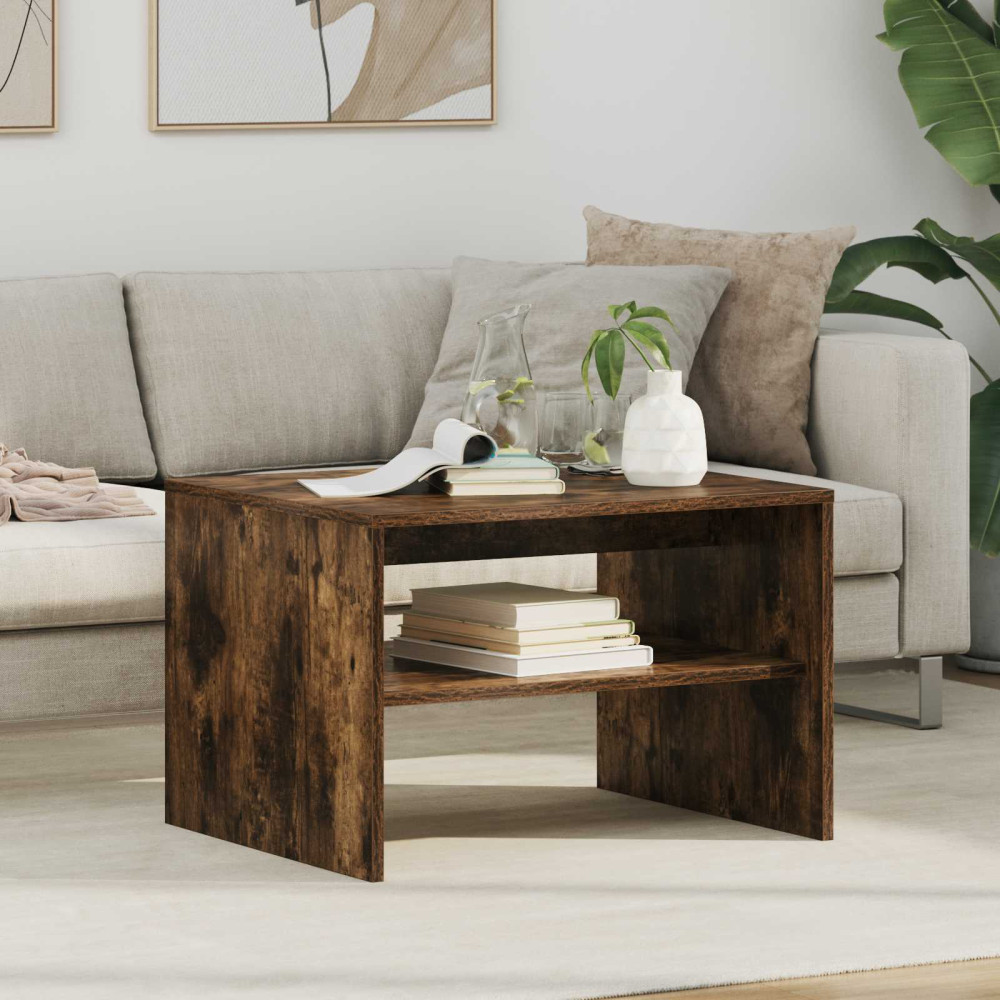 Produktbild för Kaffeebord Rökt ek 60 x 50 x 40 cm Konstruerat trä
