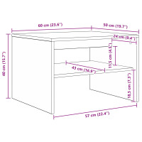 Produktbild för Kaffeebord Rökt ek 60 x 50 x 40 cm Konstruerat trä