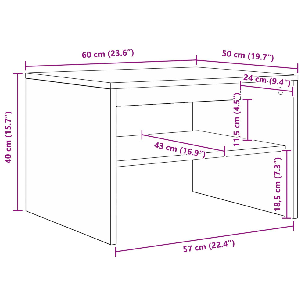 Produktbild för Kaffeebord Artisan Ek 60 x 50 x 40 cm Konstruerat trä