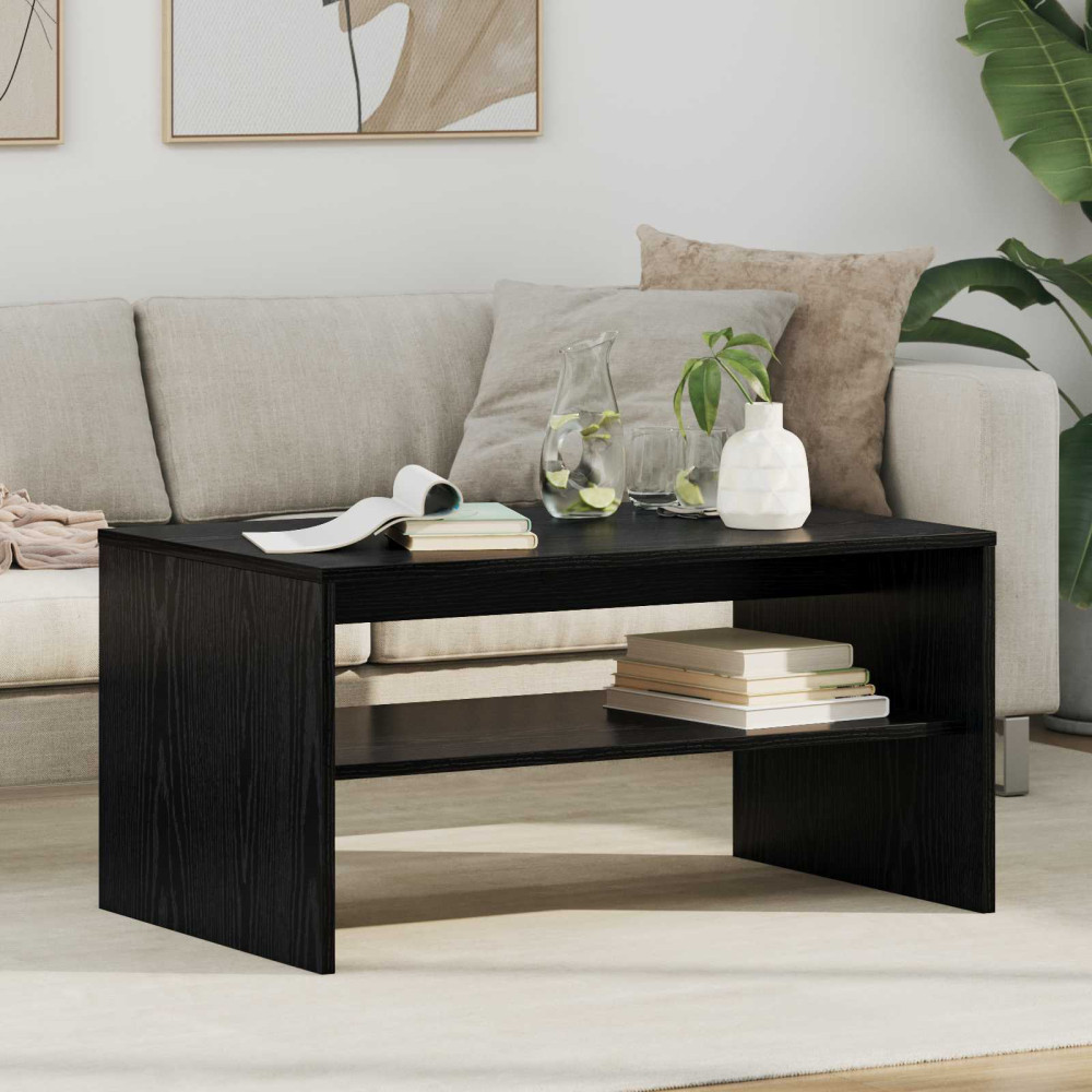 Produktbild för Kaffeebord Svart Ek 80 x 50 x 40 cm Konstruerat trä