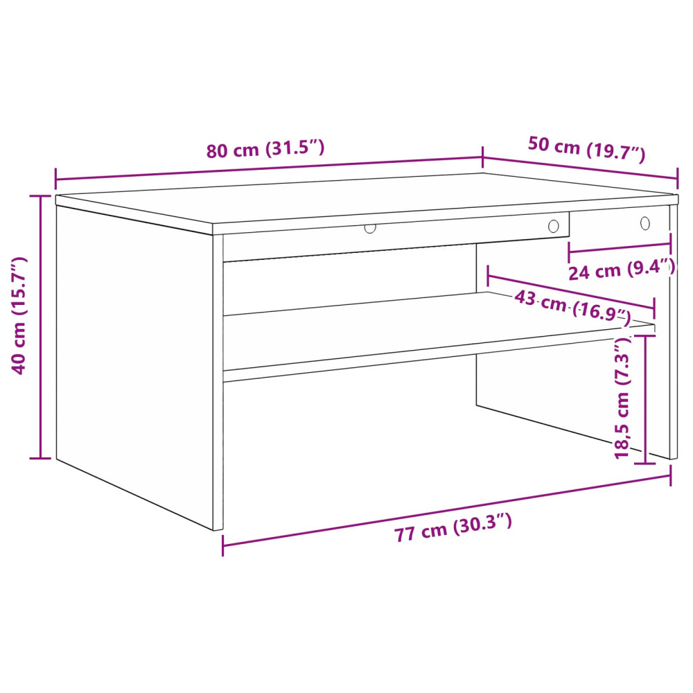 Produktbild för Kaffeebord Artisan Ek 80 x 50 x 40 cm Konstruerat trä