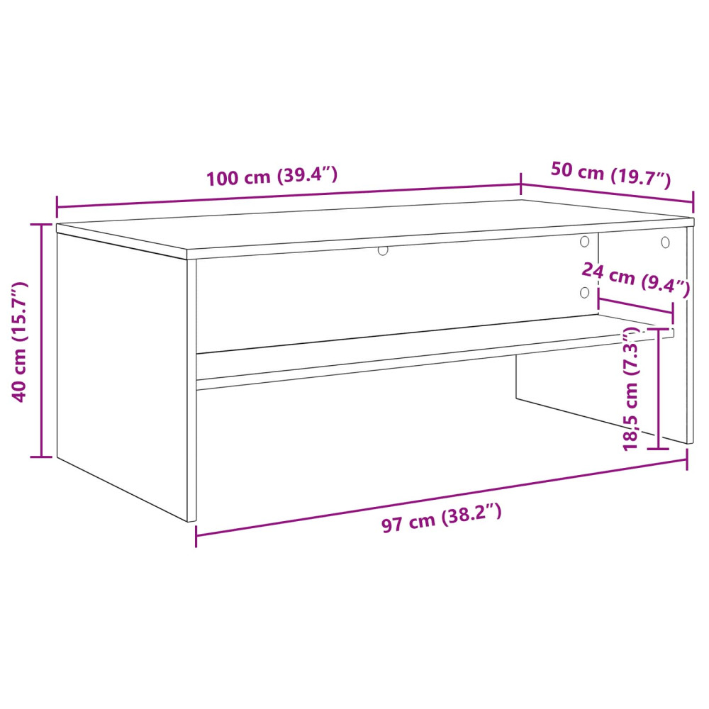 Produktbild för Kaffeebord Rökt ek 100 x 50 x 40 cm Konstruerat trä