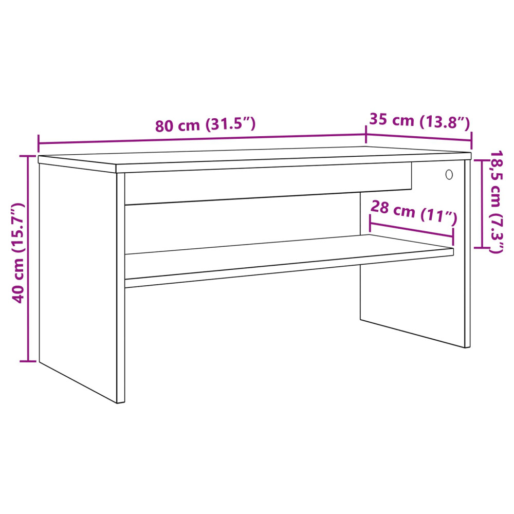 Produktbild för TV-skåp Svart Ek 80 x 35 x 40 cm Konstruerat trä