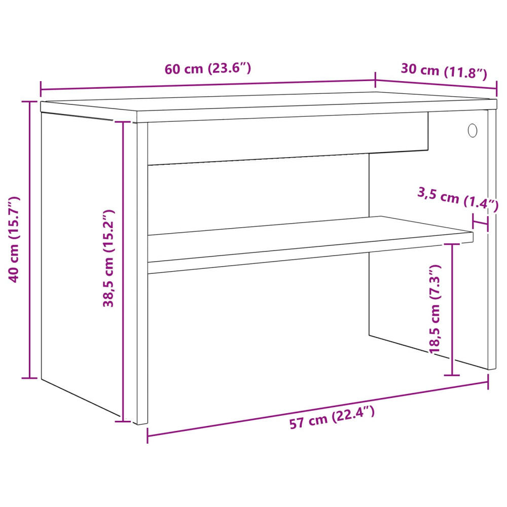 Produktbild för TV-skåp Svart Ek 60 x 30 x 40 cm Konstruerat trä