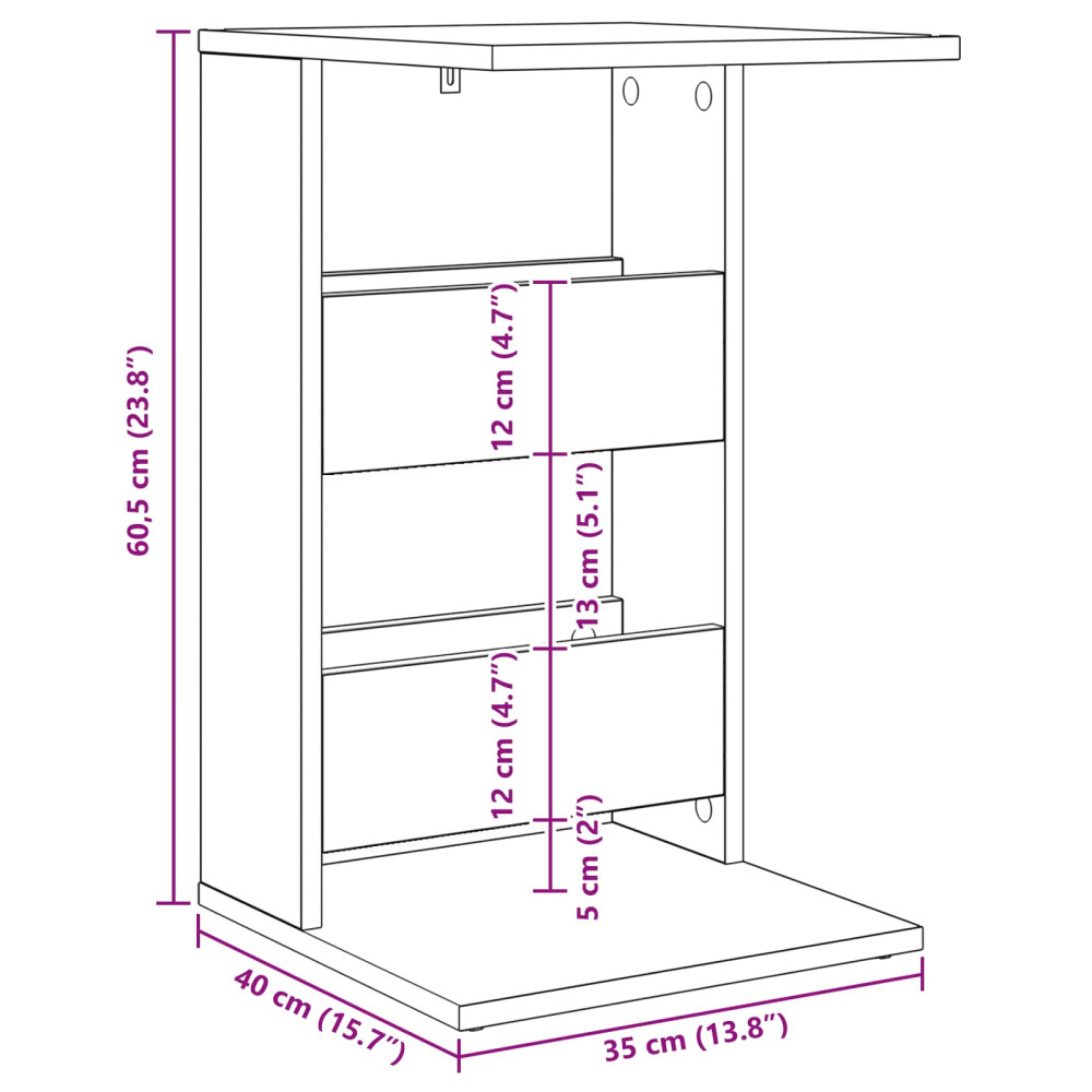 Produktbild för Sidobord Gammalt trä 40 x 35 x 60,5 cm Konstruerat trä