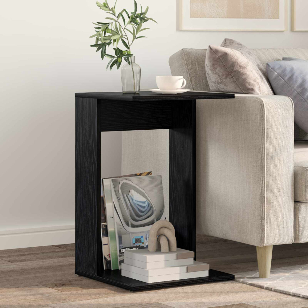 Produktbild för Sidobord Svart Ek 40 x 38 x 62,5 cm Konstruerat trä