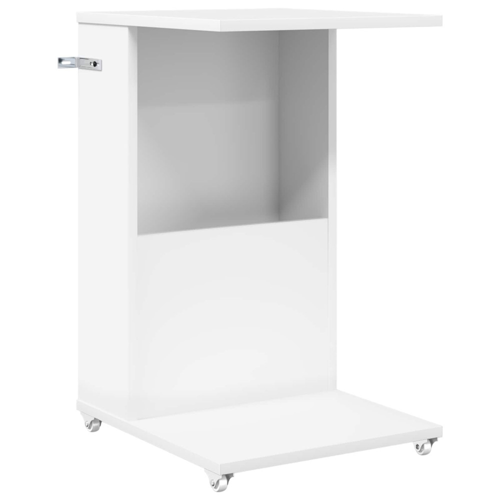 Produktbild för Sidobord med hjul Vit 40 x 35 x 60 cm Konstruerat trä