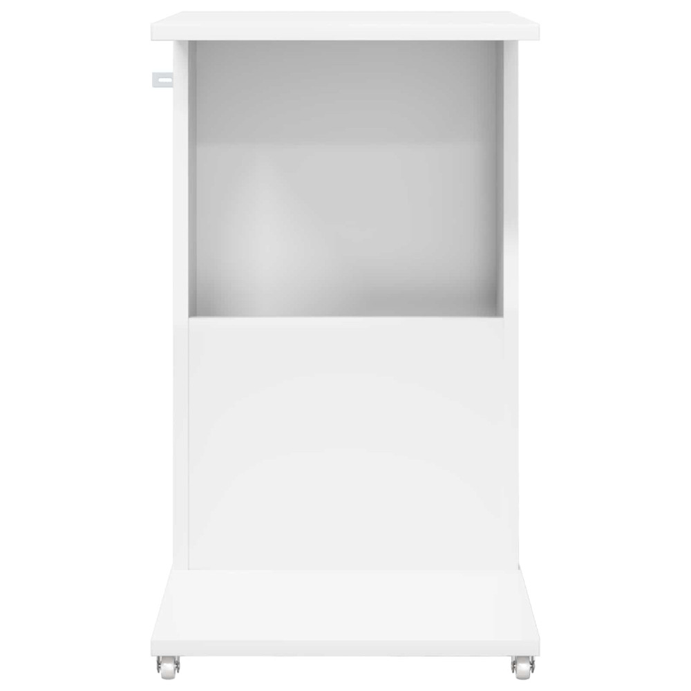 Produktbild för Sidobord med hjul Vit 40 x 35 x 60 cm Konstruerat trä