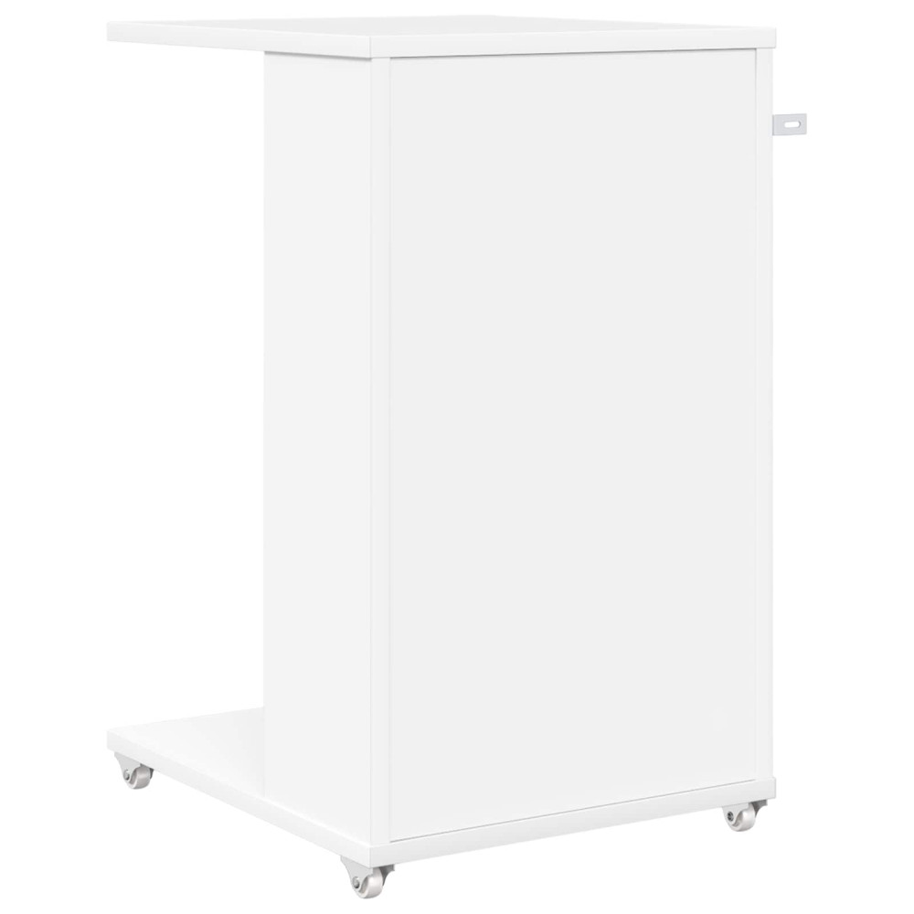 Produktbild för Sidobord med hjul Vit 40 x 35 x 60 cm Konstruerat trä