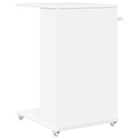Produktbild för Sidobord med hjul Vit 40 x 35 x 60 cm Konstruerat trä