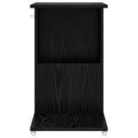 Produktbild för Sidobord med hjul Svart Ek 40 x 35 x 60 cm Konstruerat trä