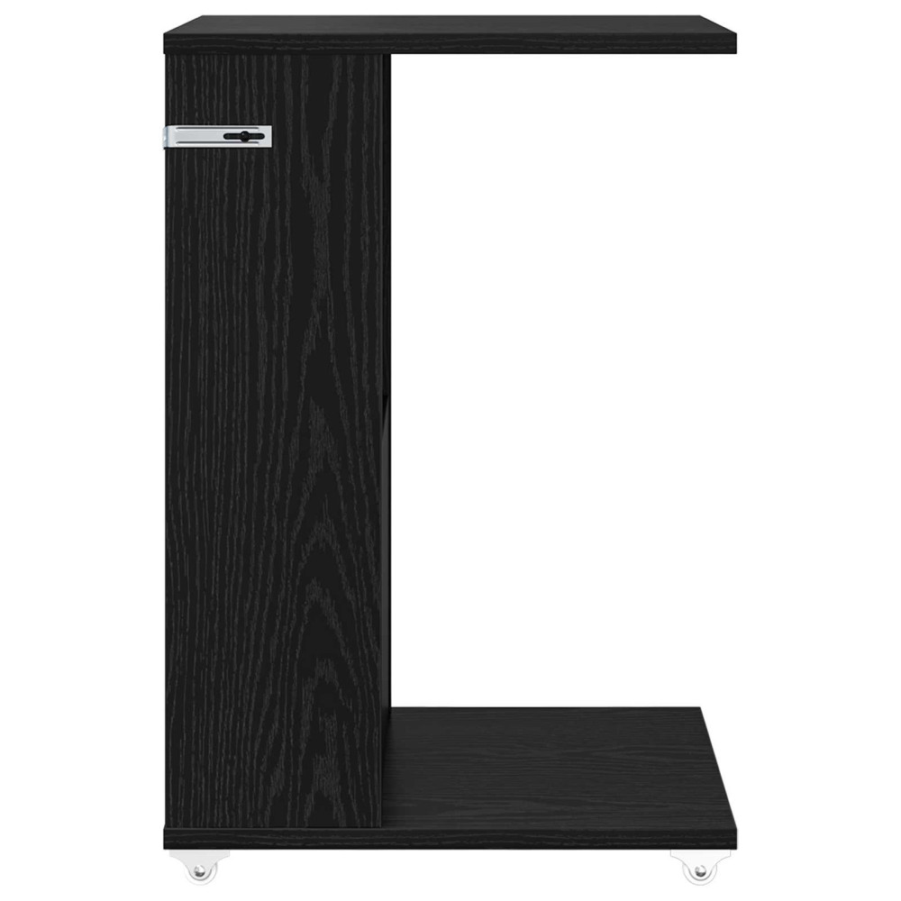 Produktbild för Sidobord med hjul Svart Ek 40 x 35 x 60 cm Konstruerat trä