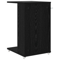 Produktbild för Sidobord med hjul Svart Ek 40 x 35 x 60 cm Konstruerat trä
