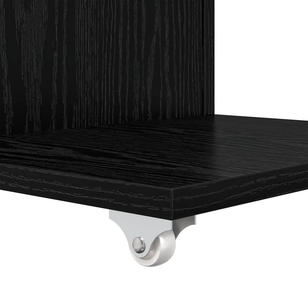 Produktbild för Sidobord med hjul Svart Ek 40 x 35 x 60 cm Konstruerat trä