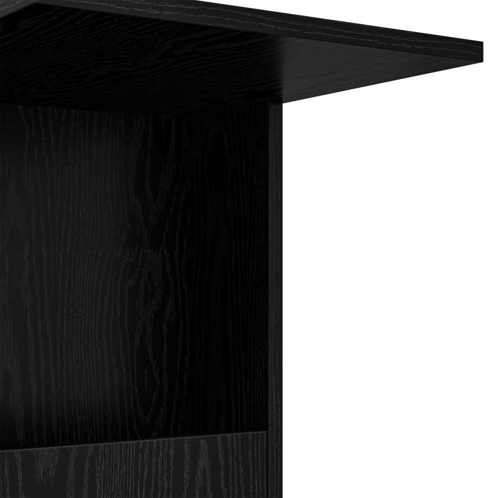 Produktbild för Sidobord med hjul Svart Ek 40 x 35 x 60 cm Konstruerat trä