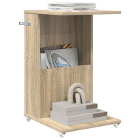 Produktbild för Sidobord med hjul Sonoma-ek 40 x 35 x 60 cm Konstruerat trä