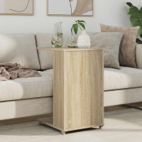 Produktbild för Sidobord med hjul Sonoma-ek 40 x 35 x 60 cm Konstruerat trä