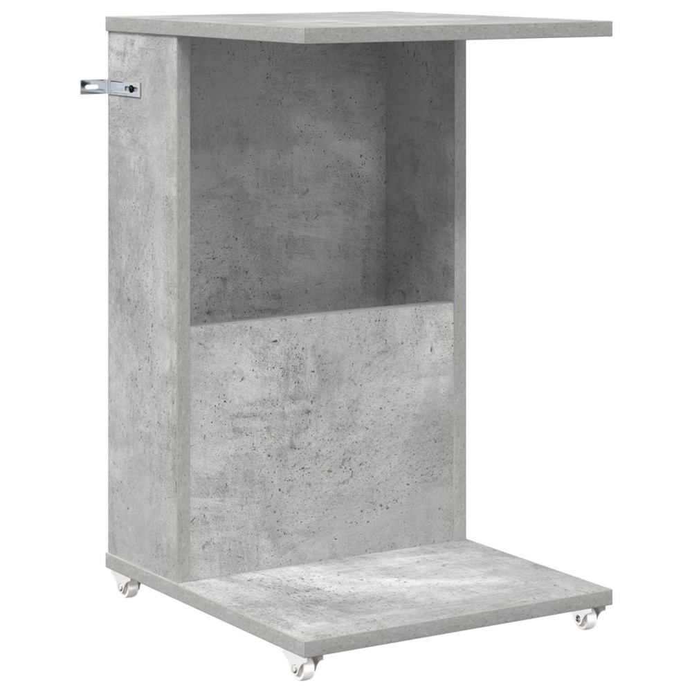 Produktbild för Sidobord med hjul Betonggrå 40 x 35 x 60 cm Konstruerat trä