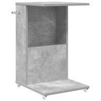 Produktbild för Sidobord med hjul Betonggrå 40 x 35 x 60 cm Konstruerat trä