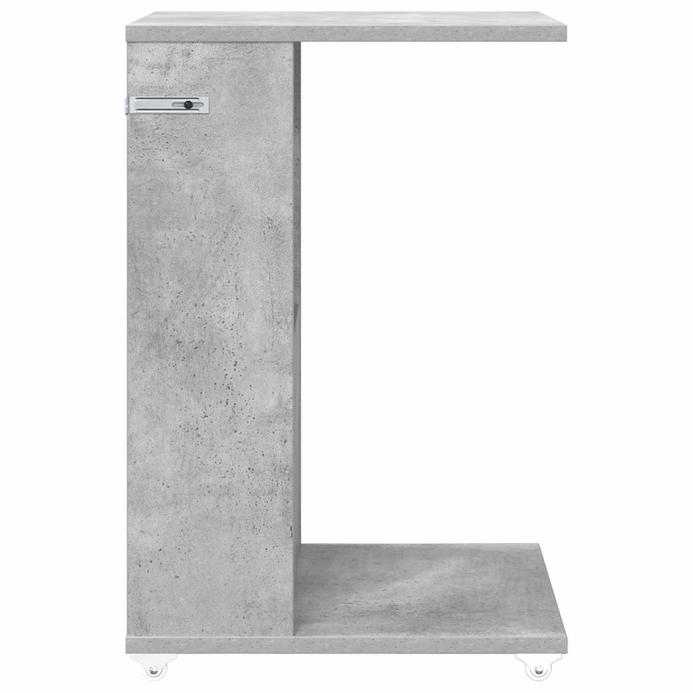 Produktbild för Sidobord med hjul Betonggrå 40 x 35 x 60 cm Konstruerat trä