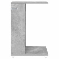 Produktbild för Sidobord med hjul Betonggrå 40 x 35 x 60 cm Konstruerat trä