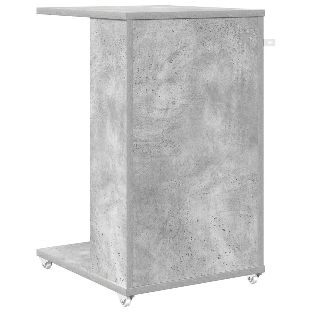 Produktbild för Sidobord med hjul Betonggrå 40 x 35 x 60 cm Konstruerat trä