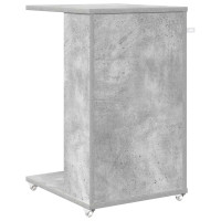 Produktbild för Sidobord med hjul Betonggrå 40 x 35 x 60 cm Konstruerat trä