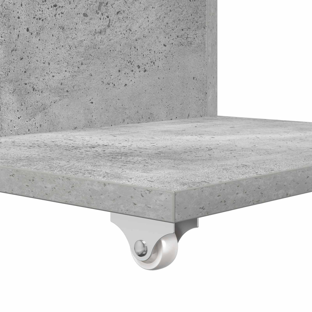 Produktbild för Sidobord med hjul Betonggrå 40 x 35 x 60 cm Konstruerat trä