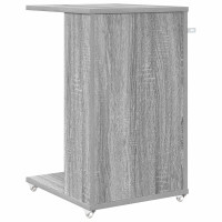 Produktbild för Sidobord med hjul Grå Sonoma 40 x 35 x 60 cm Konstruerat trä