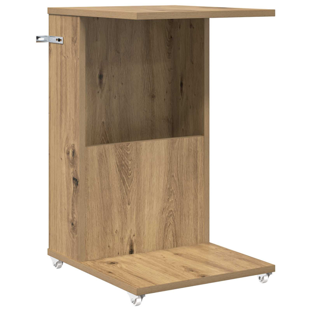 Produktbild för Sidobord med hjul Artisan Ek 40 x 35 x 60 cm Konstruerat trä