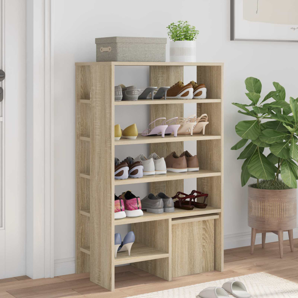 Produktbild för Skoskåp med hylla med lagring 2 pcs Sonoma-ek Konstruerat trä