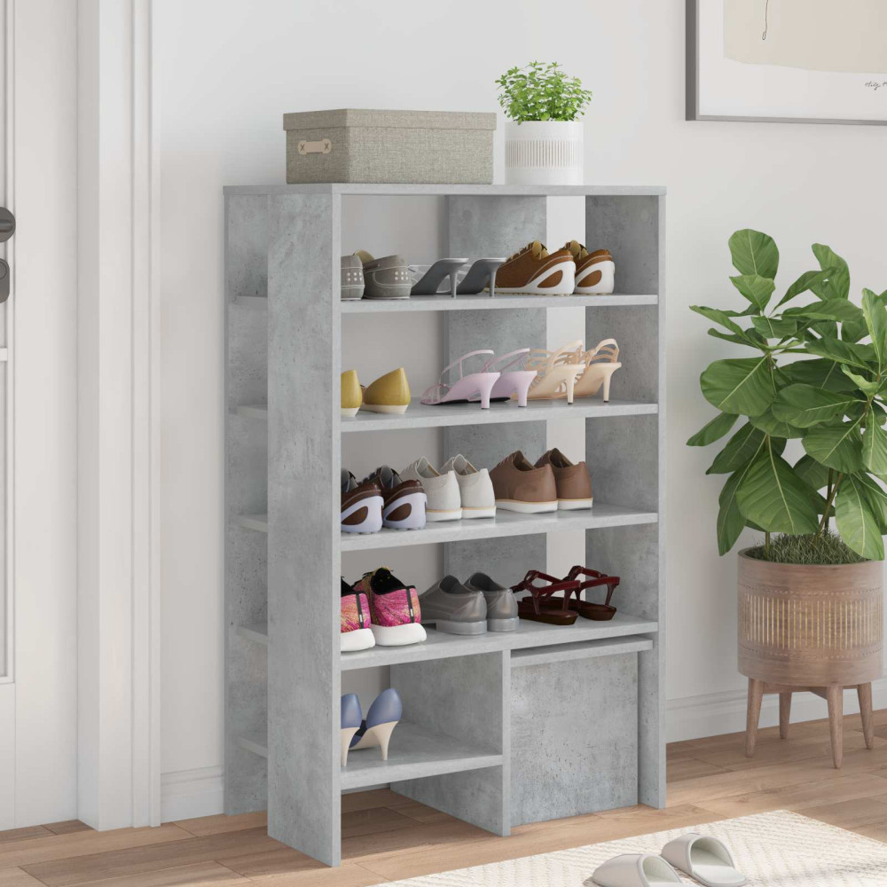 Produktbild för Skoskåp med hylla med lagring 2 pcs Betonggrå Konstruerat trä
